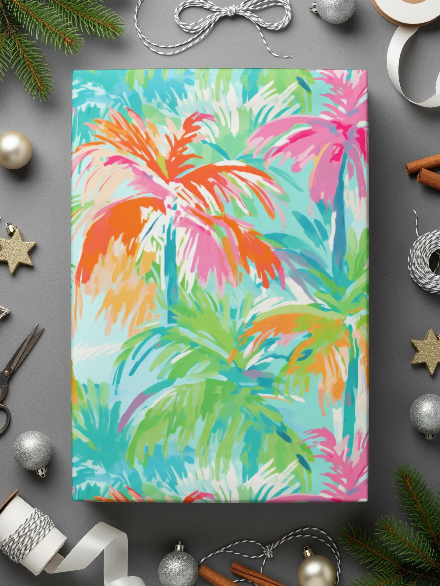 Vibrant Tropical Palm Trees Decorative Gift Wrap