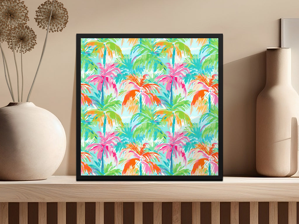 Vibrant Tropical Palm Tree Pattern Wall Art Decor