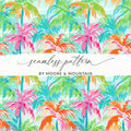 Colorful Tropical Palm Trees Seamless Pattern Design