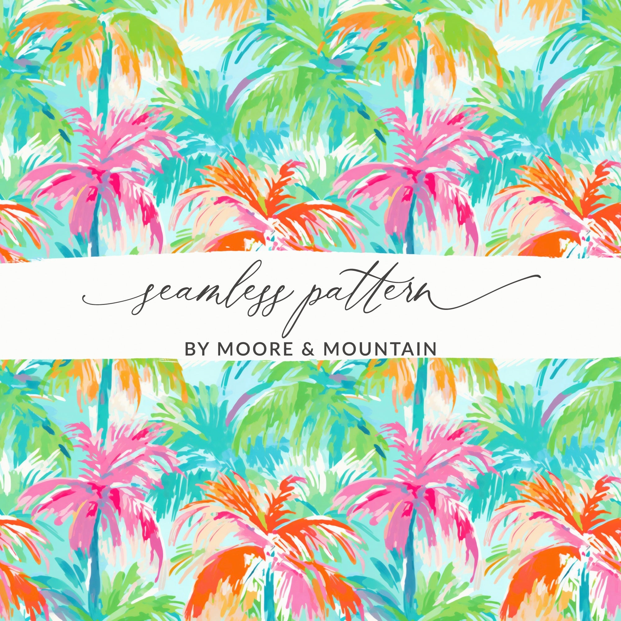 Colorful Tropical Palm Trees Seamless Pattern Design