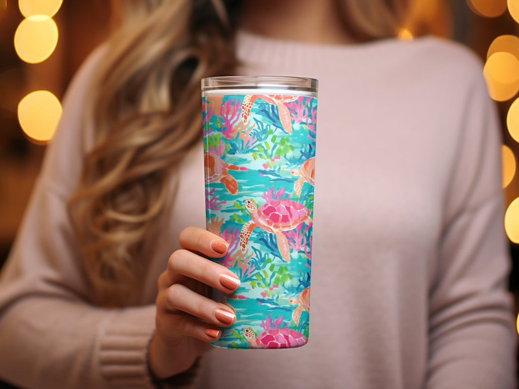 Vibrant Sea Turtle Ocean Scene Insulated Tumbler Cup