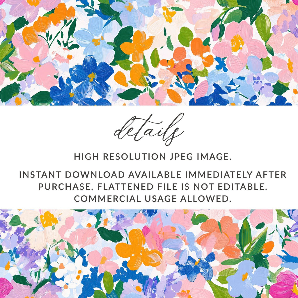 Preppy Blue Floral Beautiful Blossoms Pattern Digital Art | Floral Scene Digital Download - Moore and Mountain