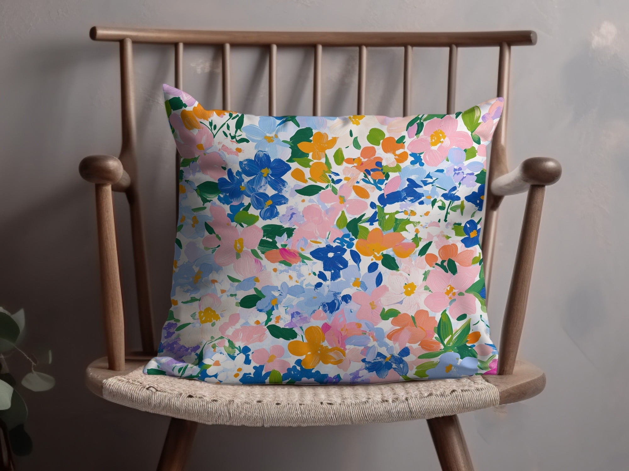 Preppy Blue Floral Beautiful Blossoms Pattern Digital Art | Floral Scene Digital Download - Moore and Mountain