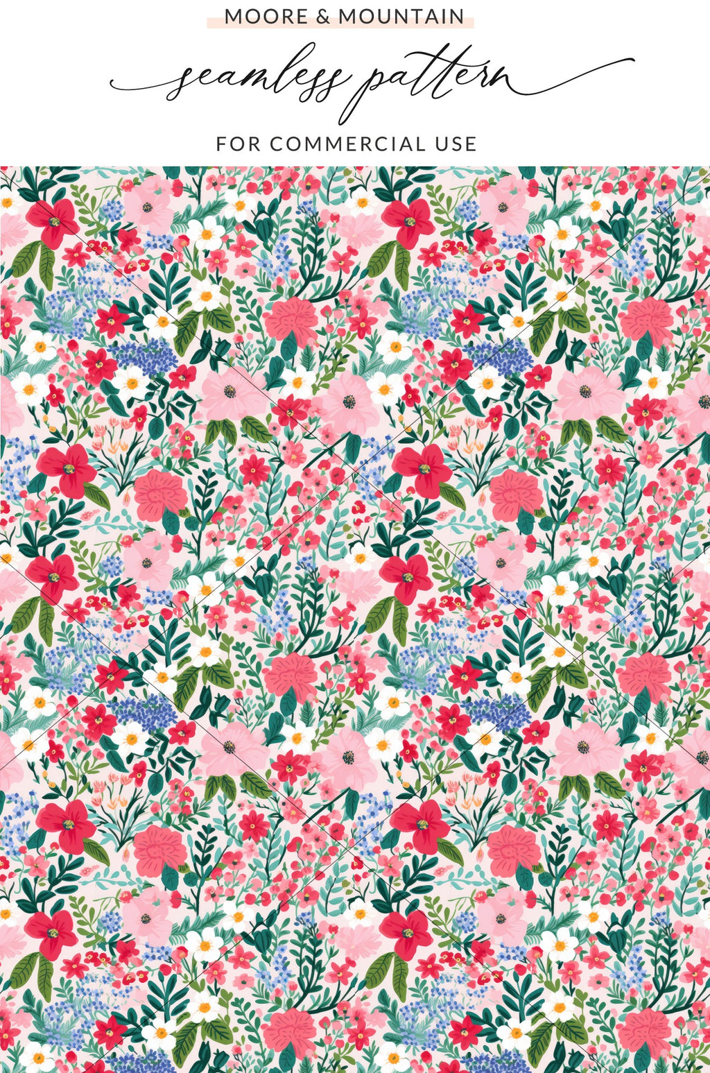 Seamless Pattern of Vibrant Floral Design for Commercial Use