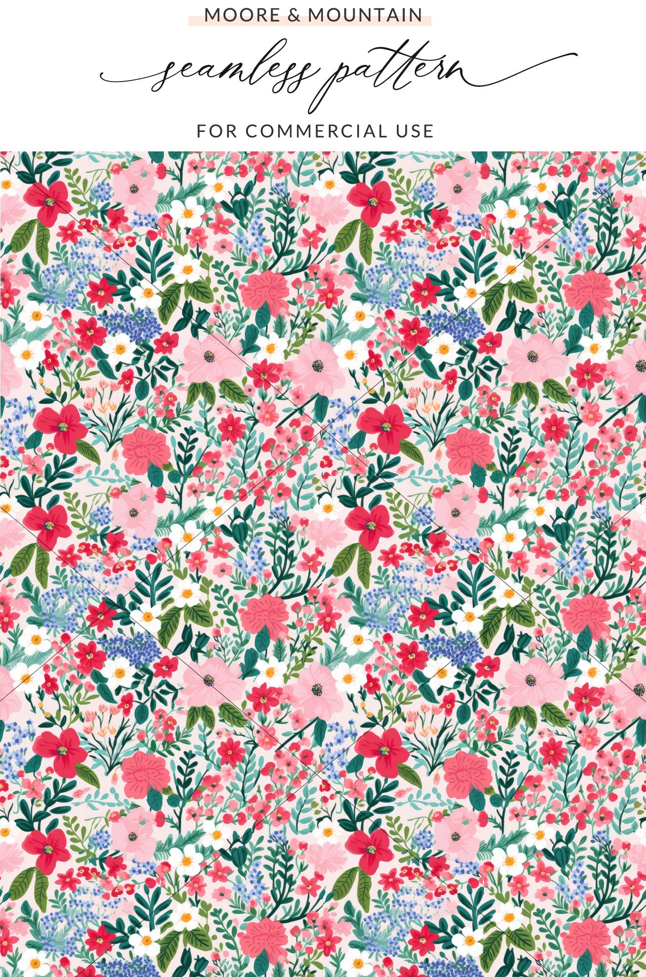 Seamless Pattern of Vibrant Floral Design for Commercial Use