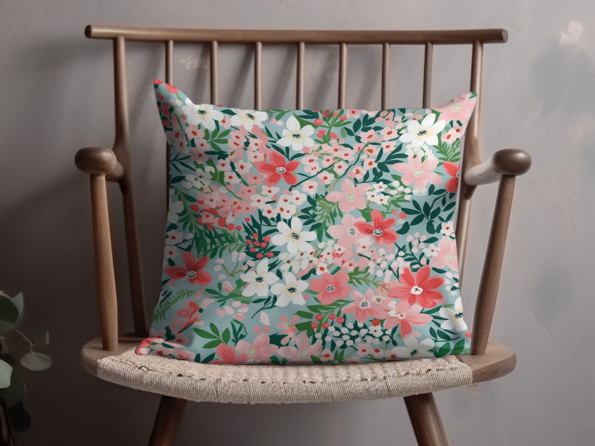 Beautiful Floral Design Decorative Throw Pillow