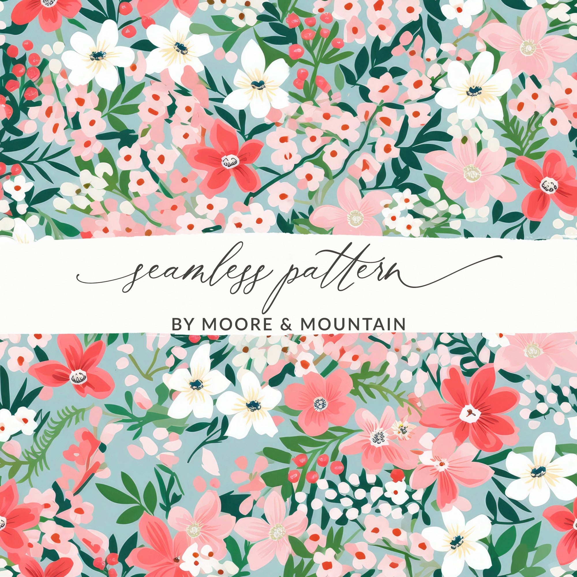 Seamless Pattern By Moore & Mountain Floral Artwork