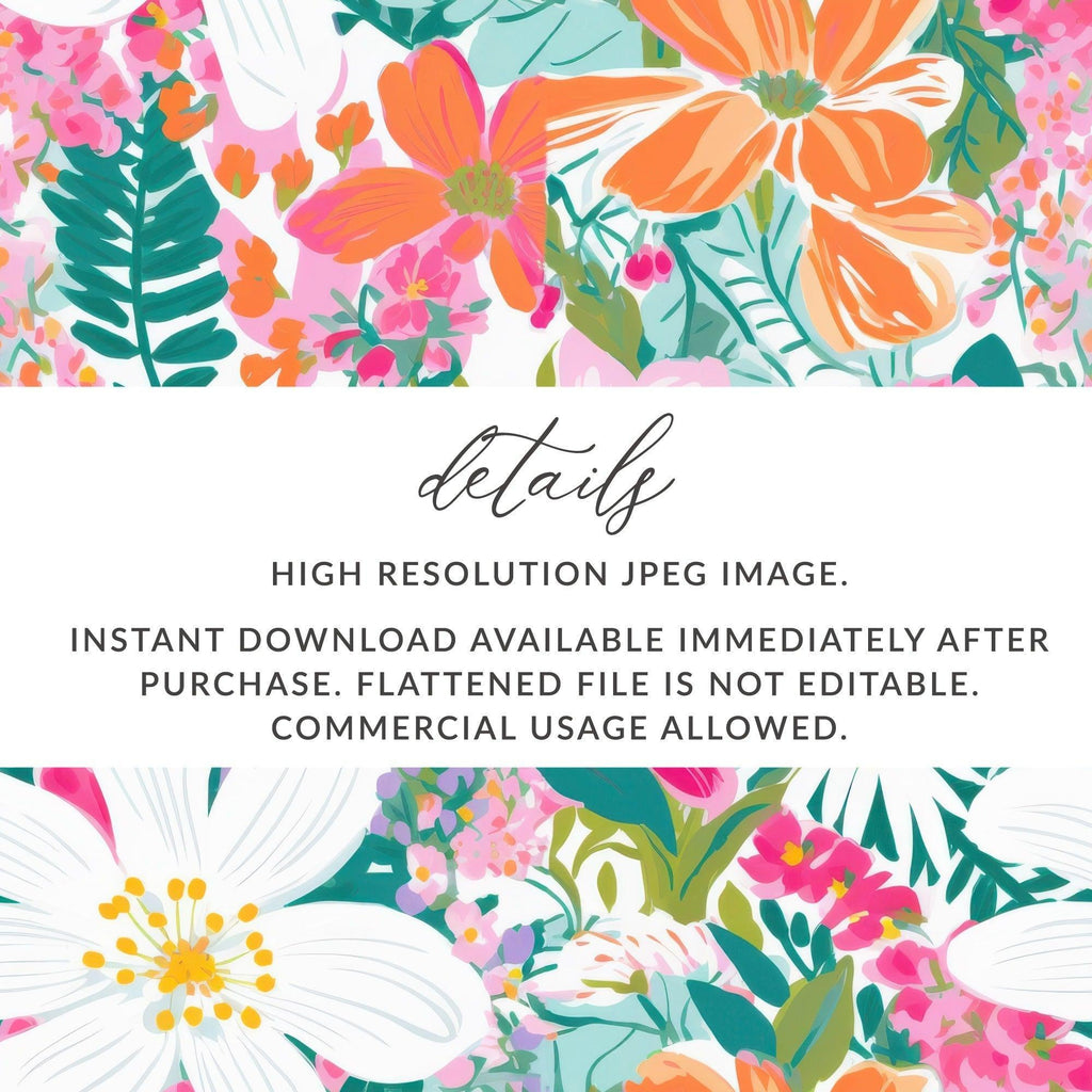 Preppy Floral Seamless Pattern Digital, Botanical Flower Clipart, Garden Print Paper, Repeating Flower Design, Fabric Scrapbook Pattern - Moore and Mountain