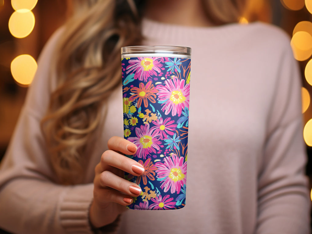 Colorful Floral Insulated Tumbler for Hot and Cold Drinks