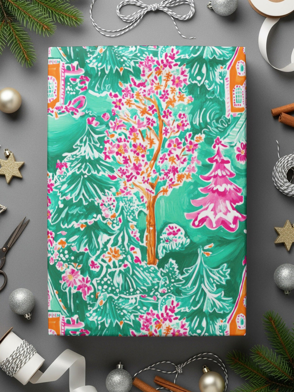 Preppy Gingerbread House Pattern Seamless Christmas Gingerbread House Preppy Xmas Pattern - Moore and Mountain