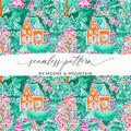 Preppy Gingerbread House Pattern Seamless Christmas Gingerbread House Preppy Xmas Pattern - Moore and Mountain