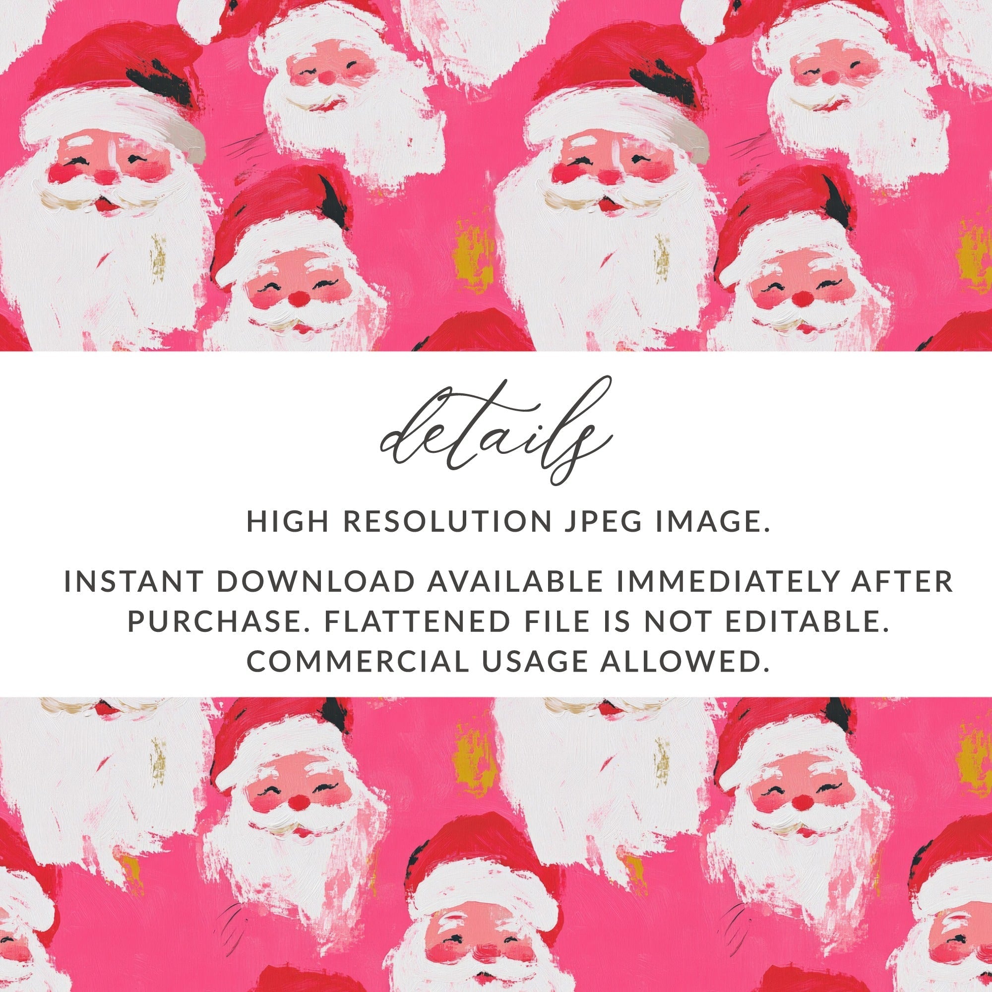 Pink Santa Claus Pattern, T-Shirt Design, Digital Paper, Christmas Seamless Pattern, Holiday Fabric Print, Festive Art, Xmas Sublimation - Moore and Mountain
