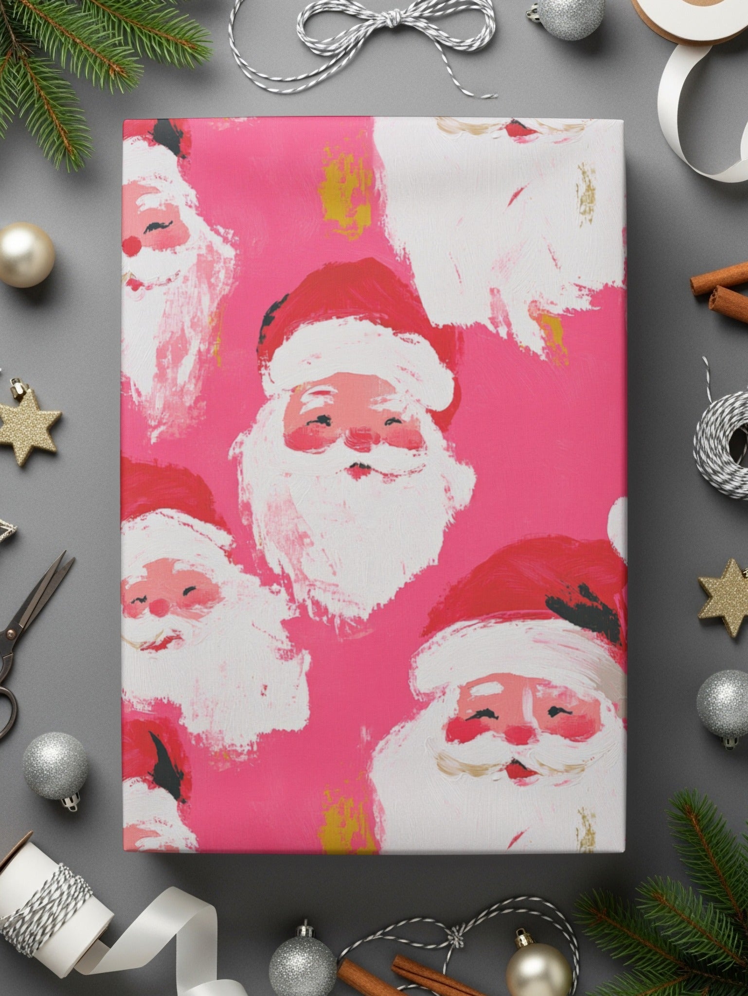 Pink Santa Claus Pattern, T-Shirt Design, Digital Paper, Christmas Seamless Pattern, Holiday Fabric Print, Festive Art, Xmas Sublimation - Moore and Mountain