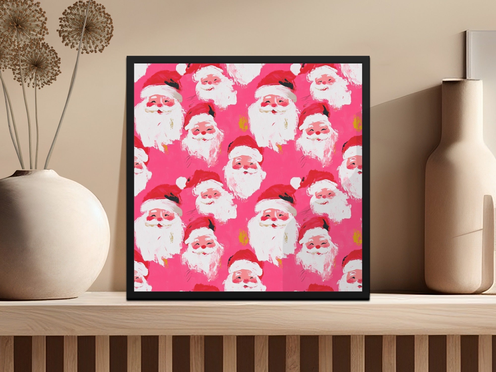 Pink Santa Claus Pattern, T-Shirt Design, Digital Paper, Christmas Seamless Pattern, Holiday Fabric Print, Festive Art, Xmas Sublimation - Moore and Mountain