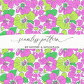 Preppy Pink Green Floral Digital Background, 60's floral pattern, Seamless Pattern, Repeat Pattern, Flower Print, Digital Paper, Fabric Design - Moore and Mountain
