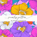 Preppy Pink Groovy Floral Background Digital Download, Seamless Retro Flowers, 60s Floral Pattern, Floral Design, Printable Art - Moore and Mountain