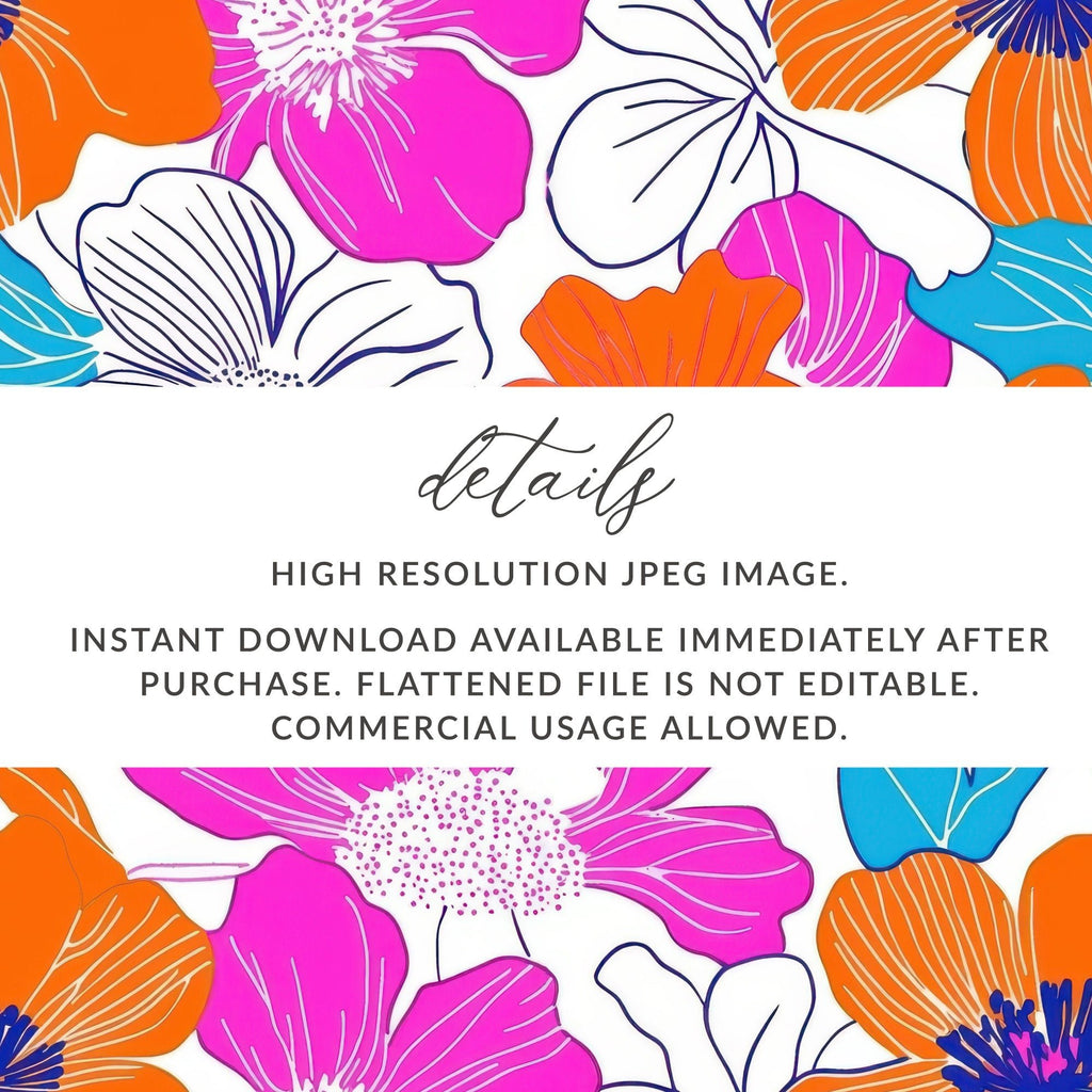 Preppy Pink Orange 60s Floral Pattern, Groovy Floral Background, Seamless Retro Flowers Digital Print, Trendy Floral Art Download - Moore and Mountain