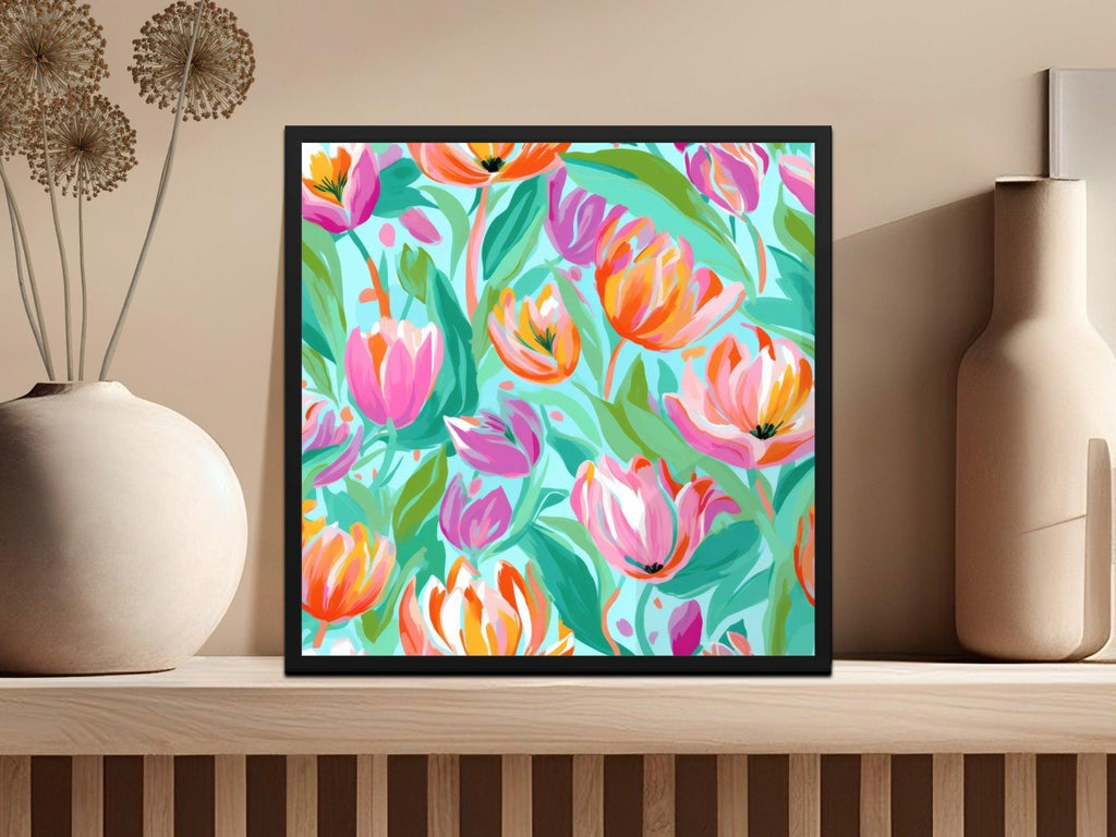 Pink Tulip Seamless Pattern, Floral Digital Paper, Spring Flower Design, Fabric Design, Commercial Use, Digital Download, Printable Pattern - Moore and Mountain