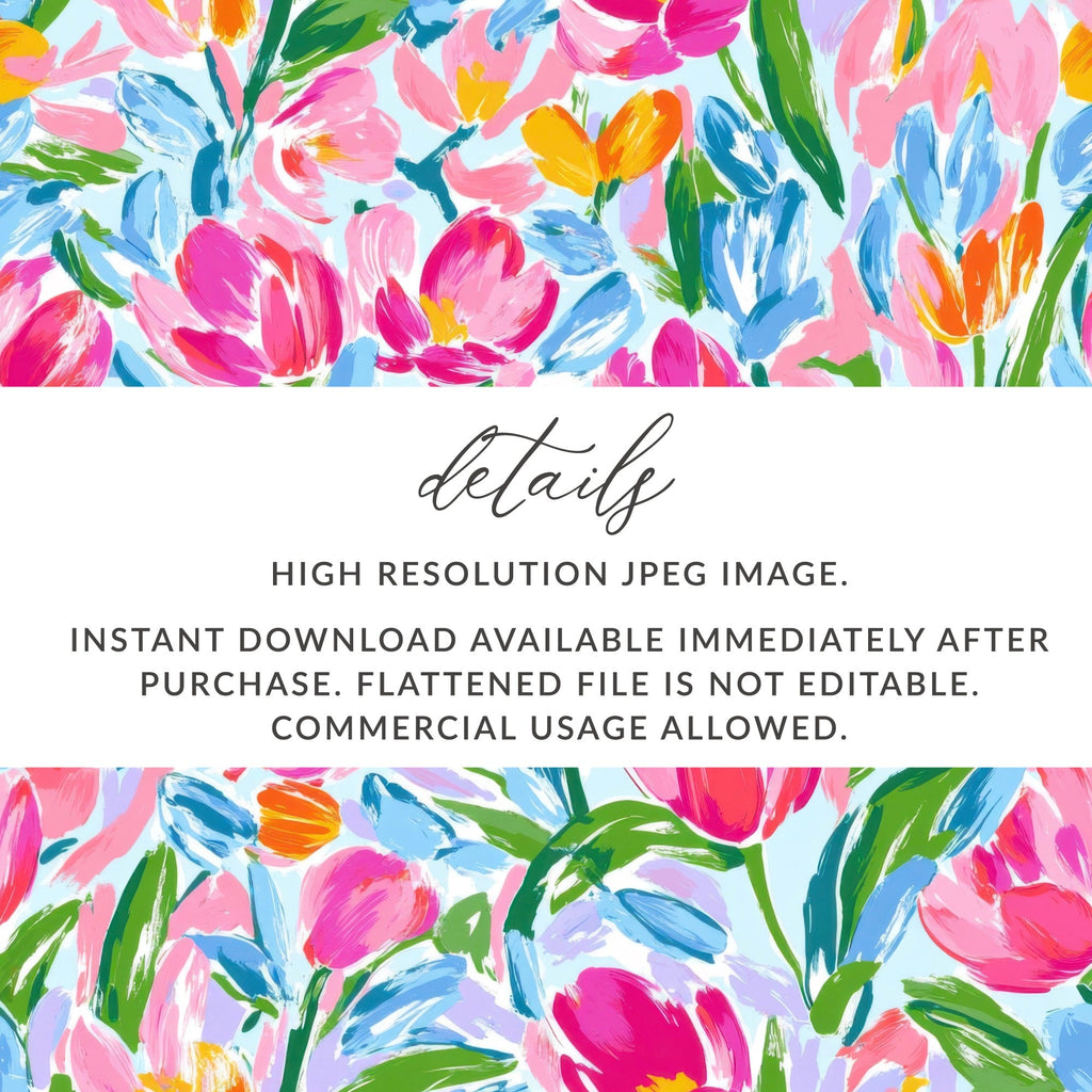 Preppy Pink Tulip Seamless Pattern Modern Acrylic Floral - Moore and Mountain