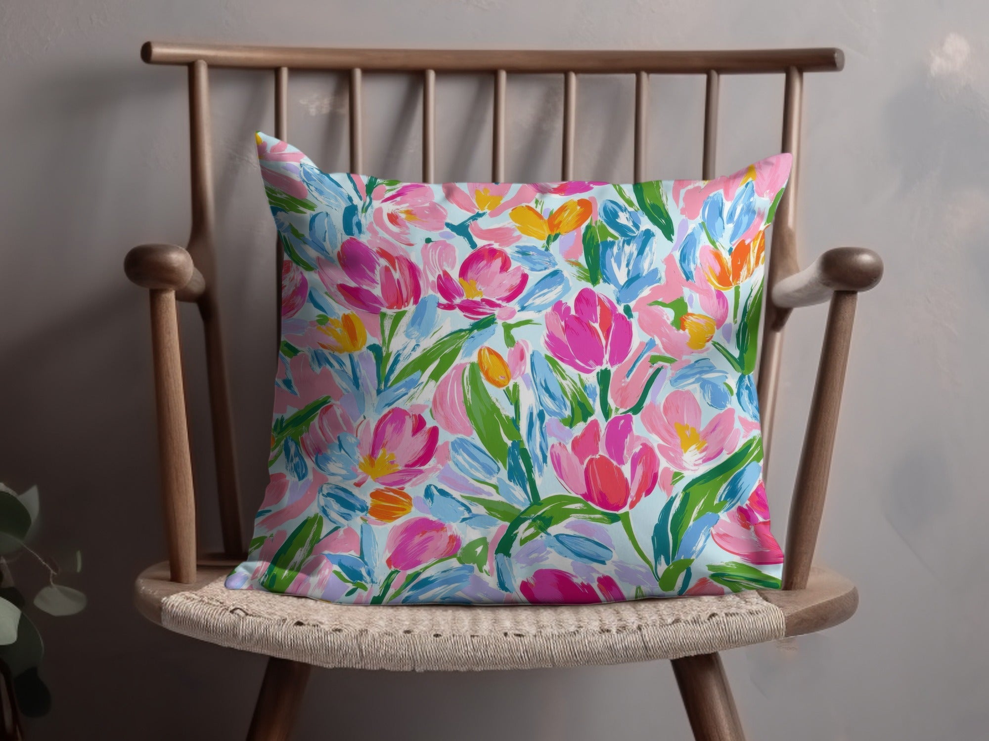 Preppy Pink Tulip Seamless Pattern Modern Acrylic Floral - Moore and Mountain
