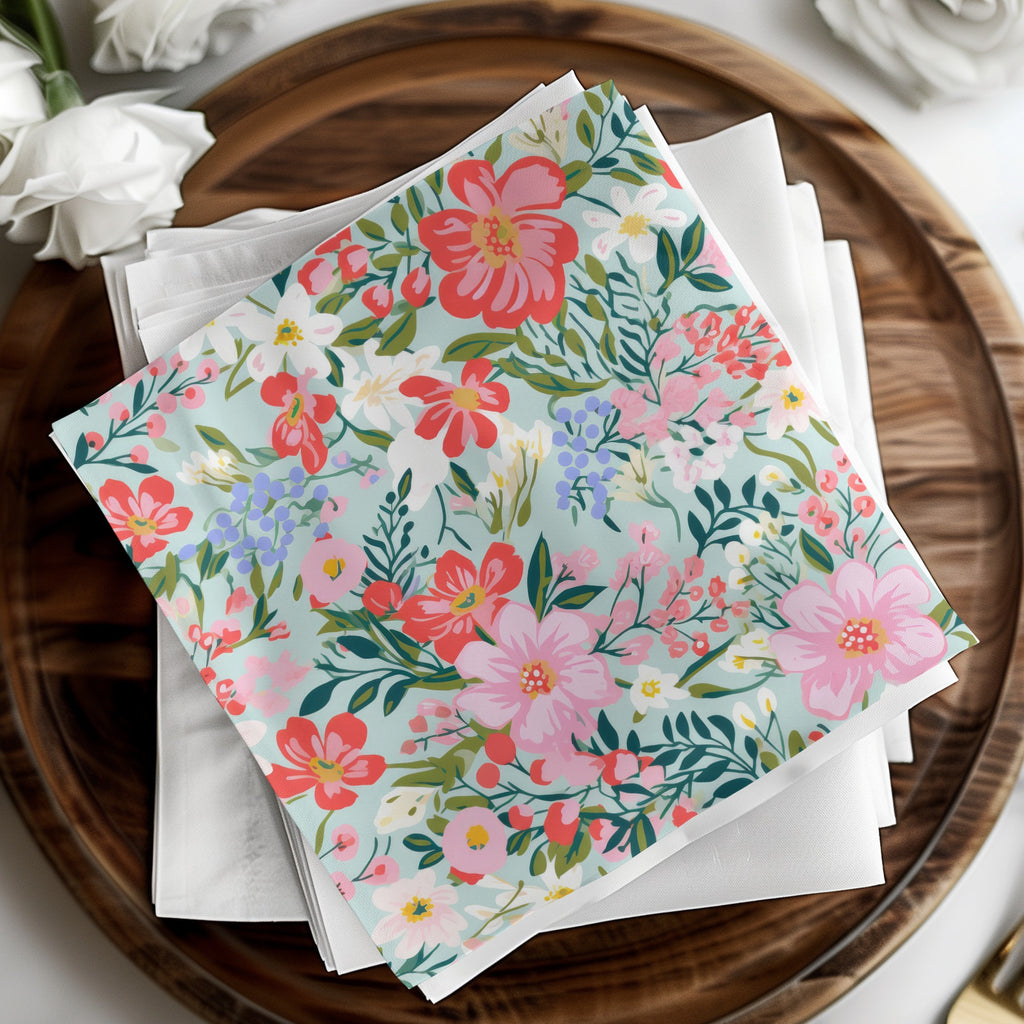 Vibrant Floral Patterned Decorative Napkins Product