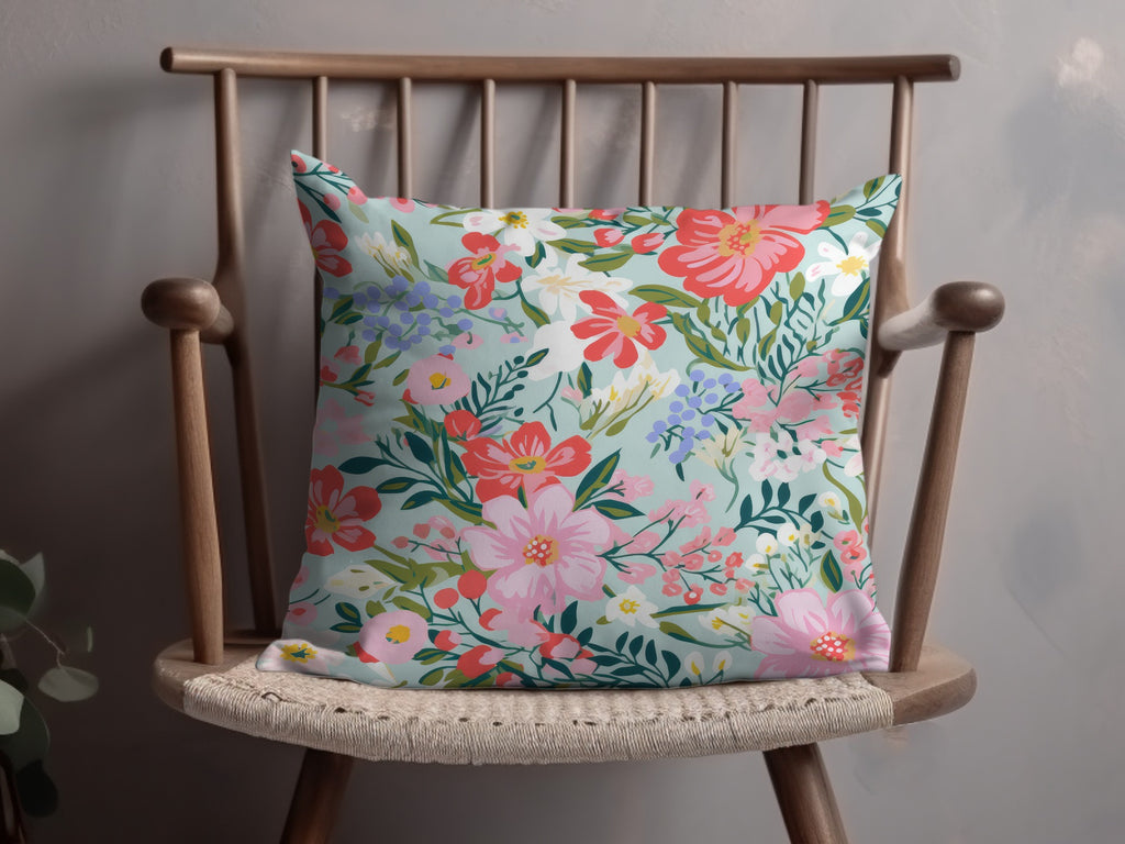 Vibrant Floral Design Decorative Throw Pillow Product