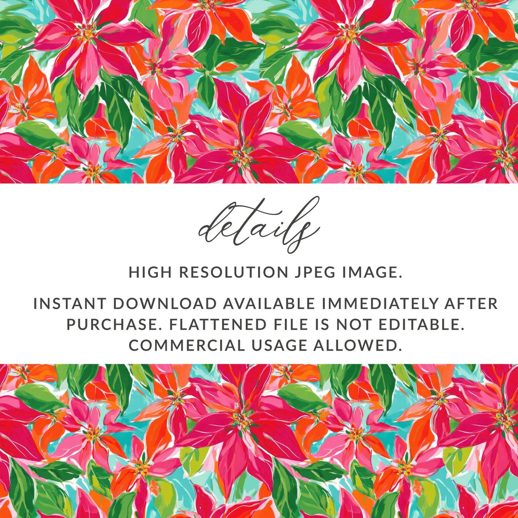 Preppy Poinsettia Floral Watercolor Seamless Surface Pattern Design - Moore and Mountain