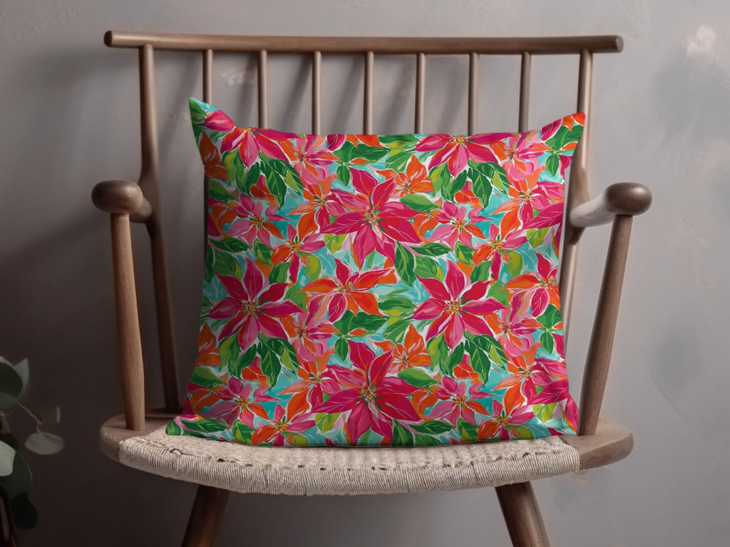 Preppy Poinsettia Floral Watercolor Seamless Surface Pattern Design - Moore and Mountain