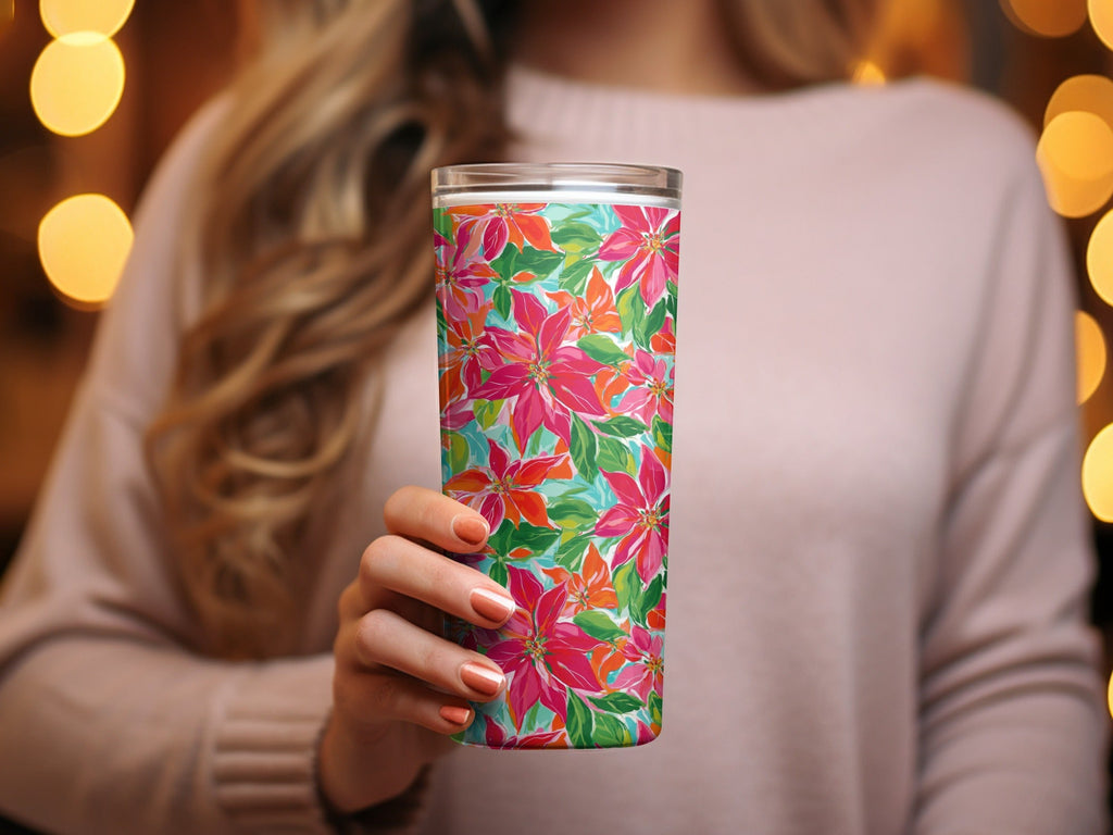 Preppy Poinsettia Floral Watercolor Seamless Surface Pattern Design - Moore and Mountain