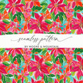Preppy Poinsettia Floral Watercolor Seamless Surface Pattern Design - Moore and Mountain