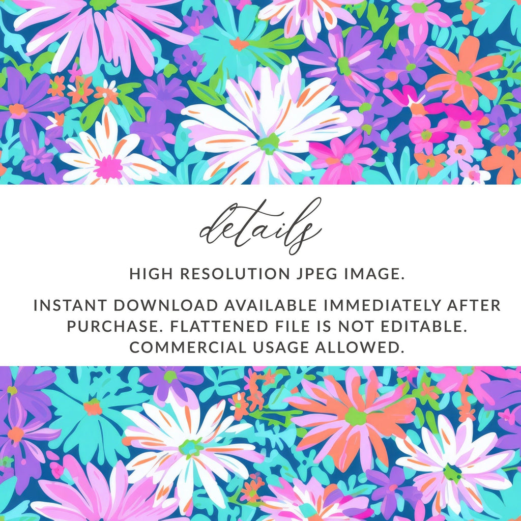 Preppy Purple Bold Floral Pattern with Bright Colors Digital - Moore and Mountain