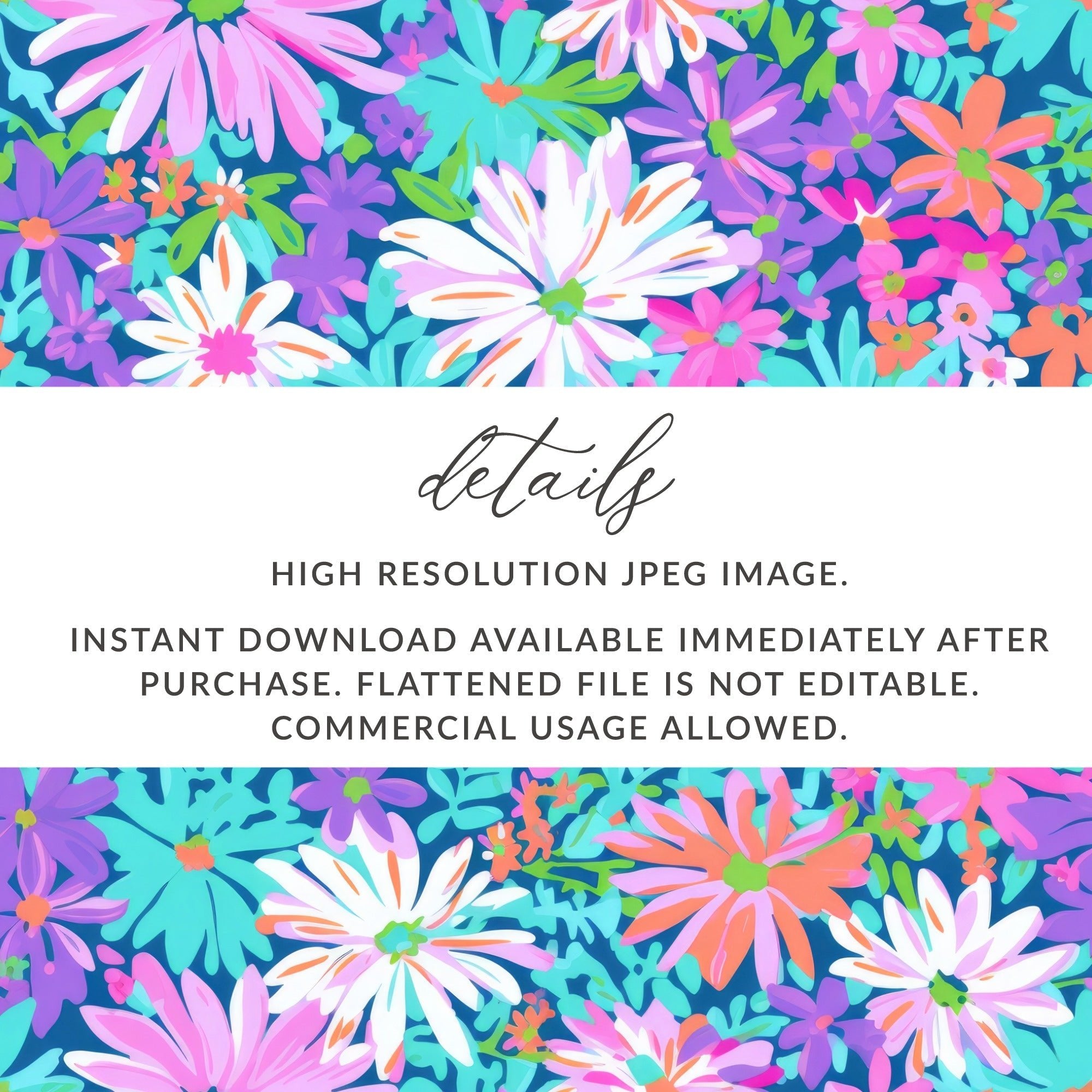 Preppy Purple Bold Floral Pattern with Bright Colors Digital - Moore and Mountain