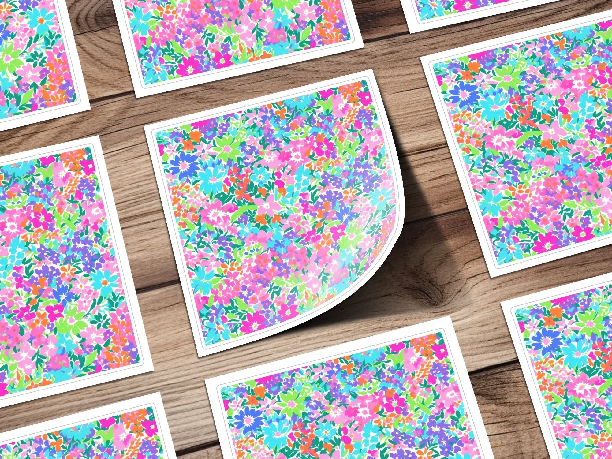Vibrant Floral Pattern T-Shirt, Digital Download, Colorful Flower Design, Seamless Print, Fabric Design, Summer T-Shirt, Spring T-Shirt - Moore and Mountain