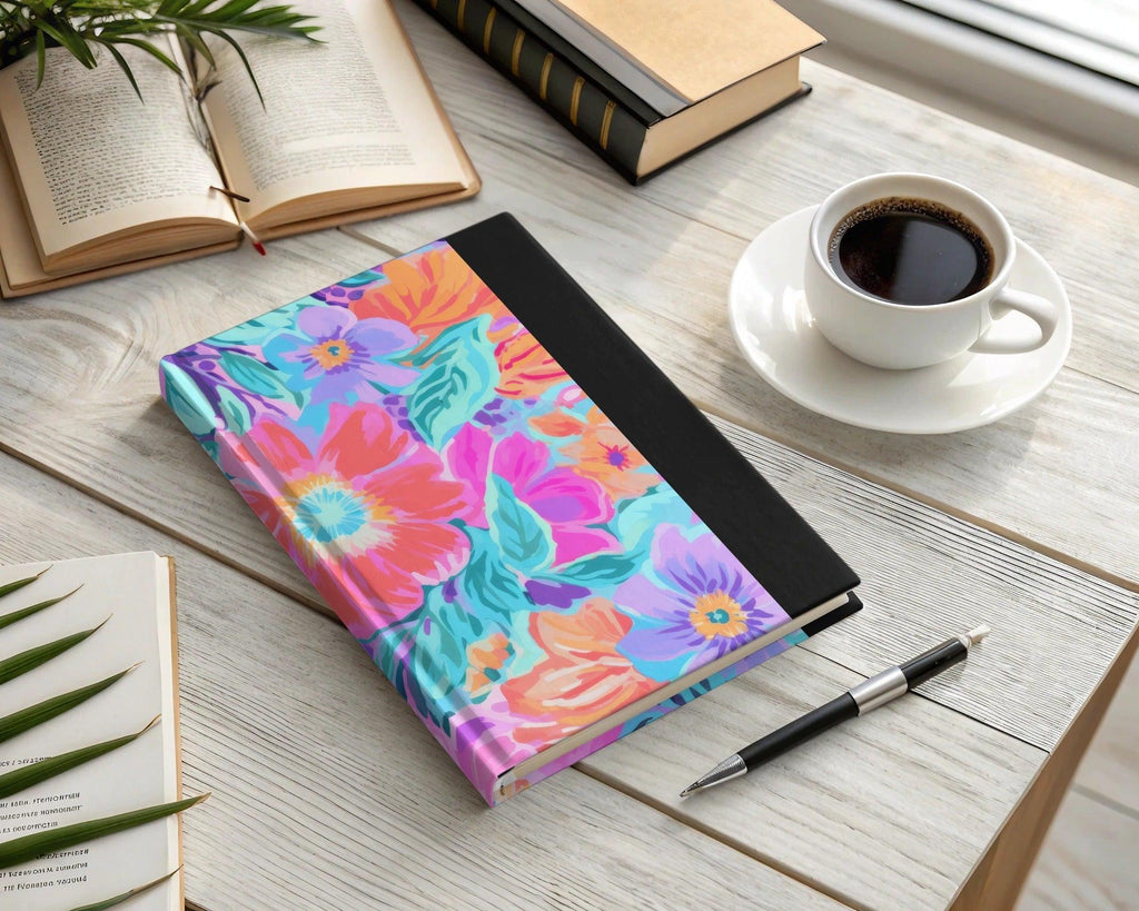 Preppy Purple and Teal Seamless Flower Pattern, Bright Colorful Floral Print, Pink Blue Floral Design, Neon Purple Preppy Floral Seamless Pattern - Moore and Mountain