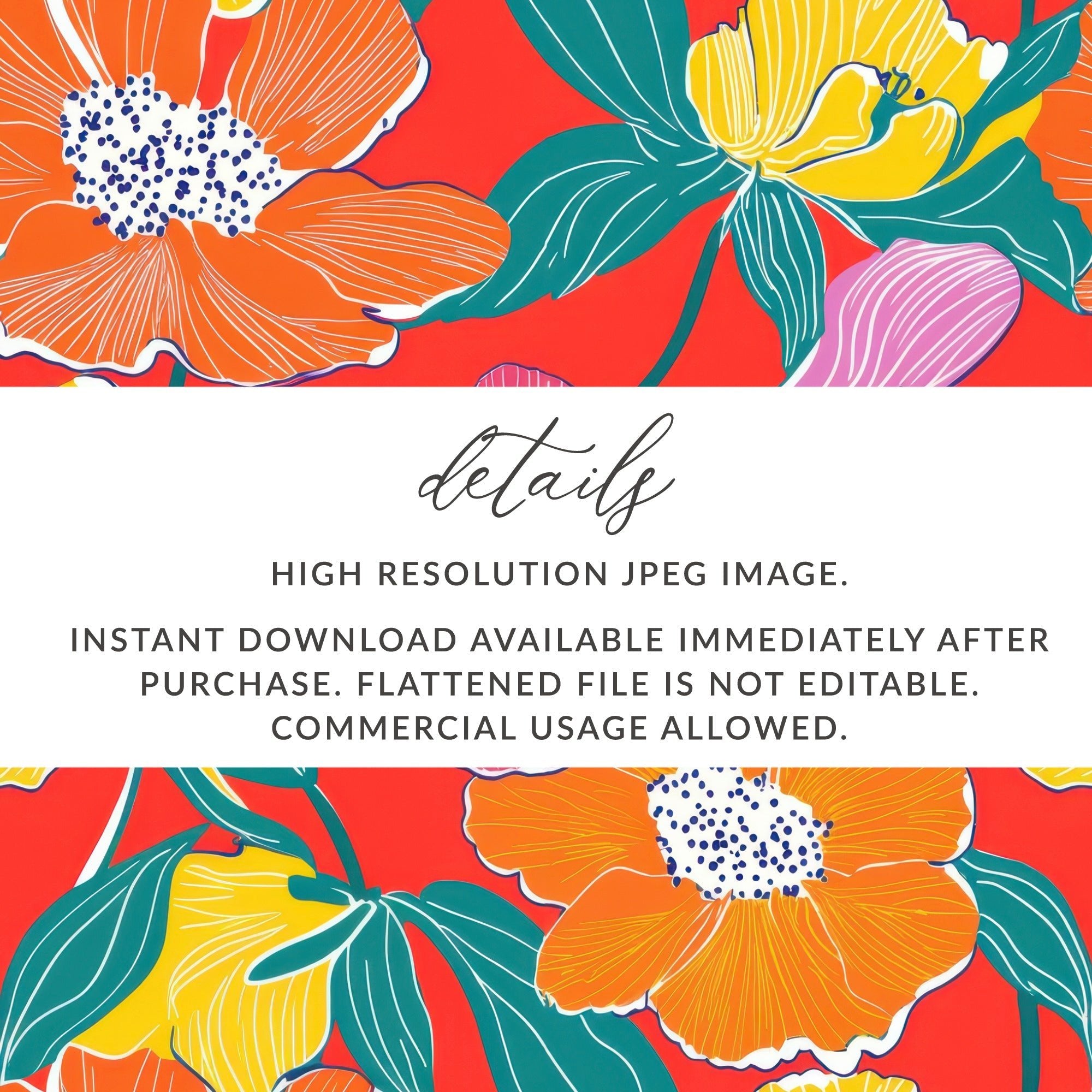 Preppy Red Digital Paper, 60s floral pattern, Seamless Retro Flowers, Flower Pattern Digital, Groovy Floral Background, Print File - Moore and Mountain