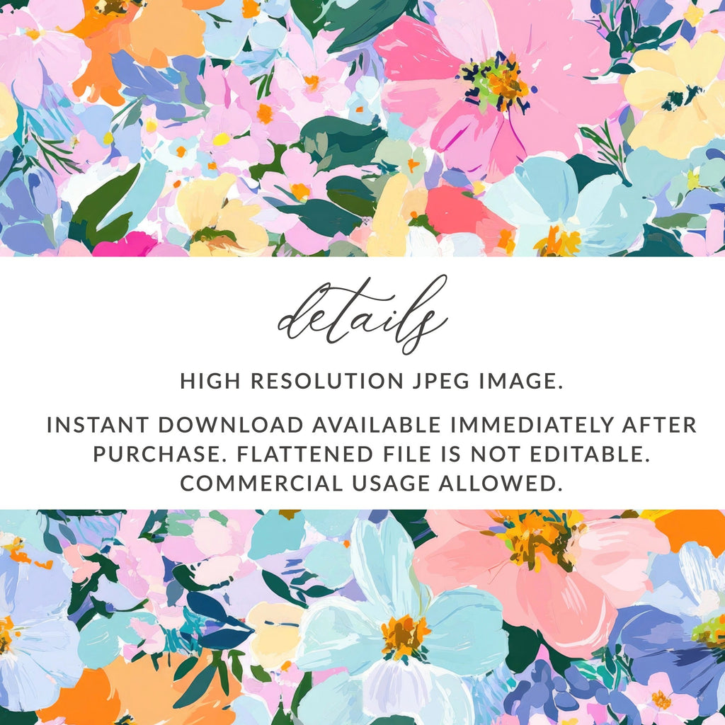 Preppy Spring Abstract Gouache Acrylic Artistic Floral Swirl in Pastels Digital Download Pattern - Moore and Mountain