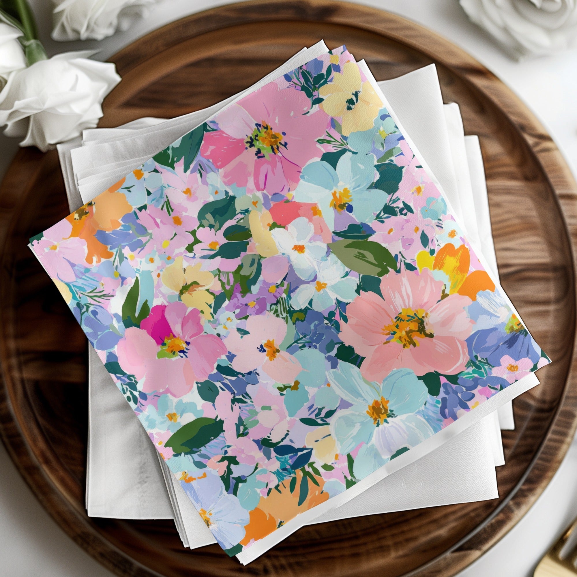 Preppy Spring Abstract Gouache Acrylic Artistic Floral Swirl in Pastels Digital Download Pattern - Moore and Mountain