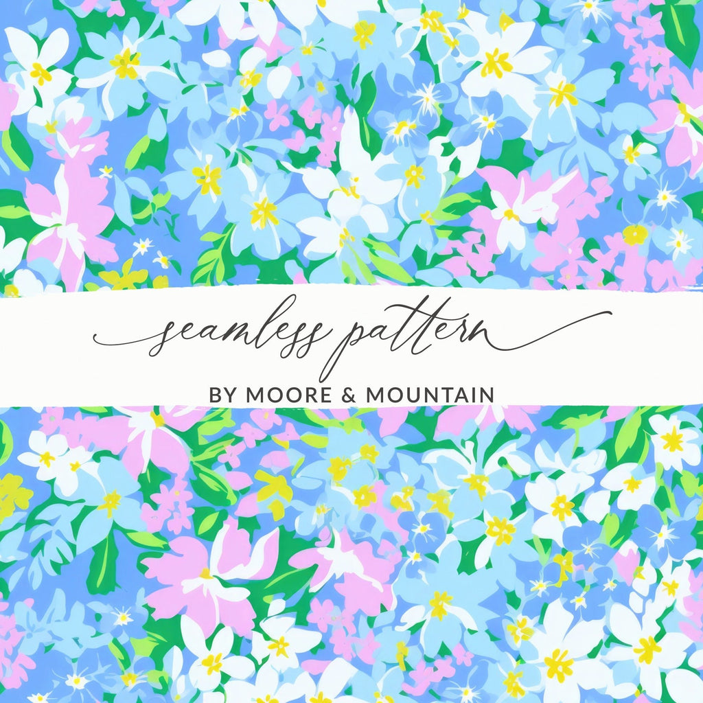Ditsy Floral T-Shirt, Digital Art, Seamless Flower Pattern, Floral Clipart, Botanical Print, Fabric Design, Colorful Flower Design - Moore and Mountain