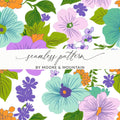 Preppy Teal Groovy Floral Background, 60s Floral Pattern, Seamless Retro Flowers, Digital Paper, Fabric Design, Commercial Use - Moore and Mountain