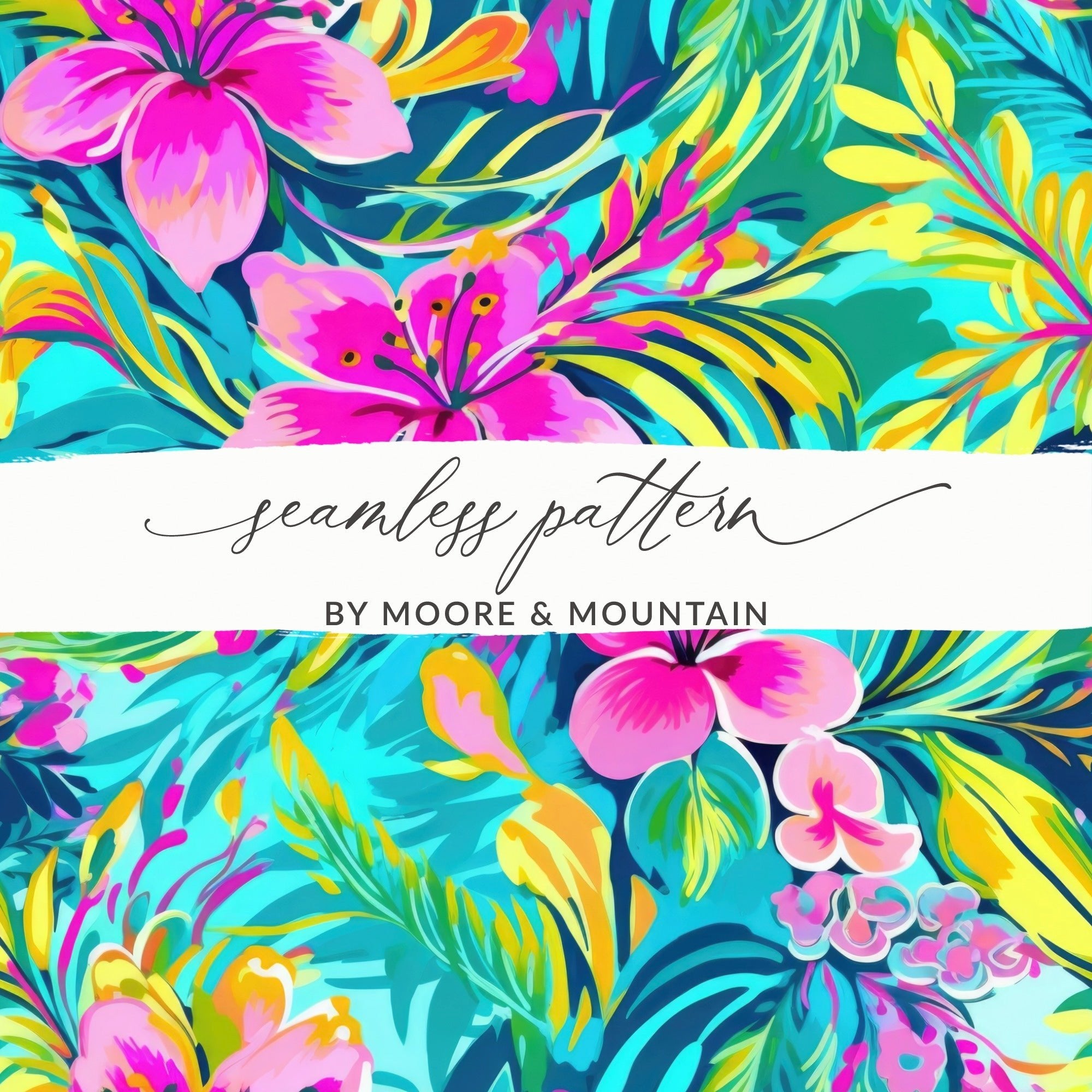 Preppy Tropical Flora Pattern Seamless Beachy Background - Moore and Mountain