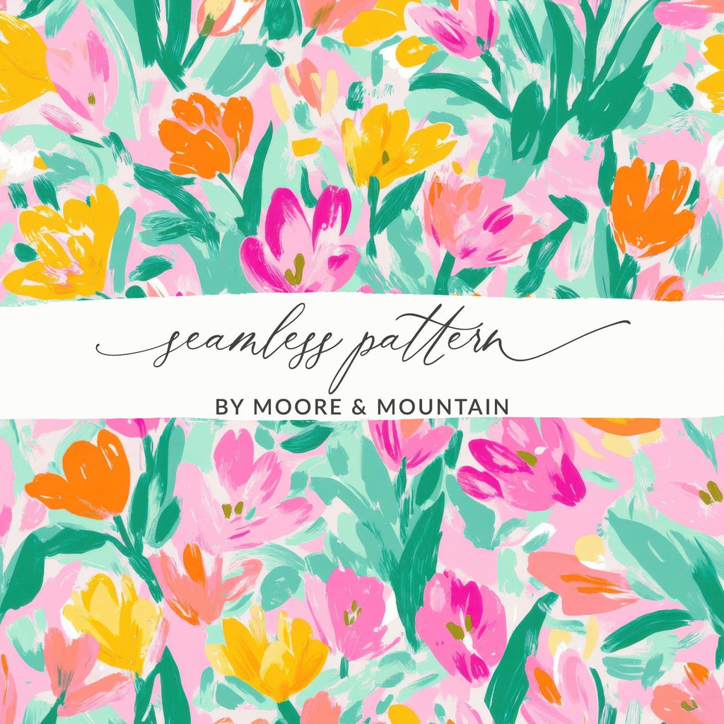 Preppy Tulips Seamless Playful Pastel Floral Blooms Seamless Pattern Abstract - Moore and Mountain