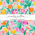 Preppy Tulips Seamless Playful Pastel Floral Blooms Seamless Pattern Abstract - Moore and Mountain