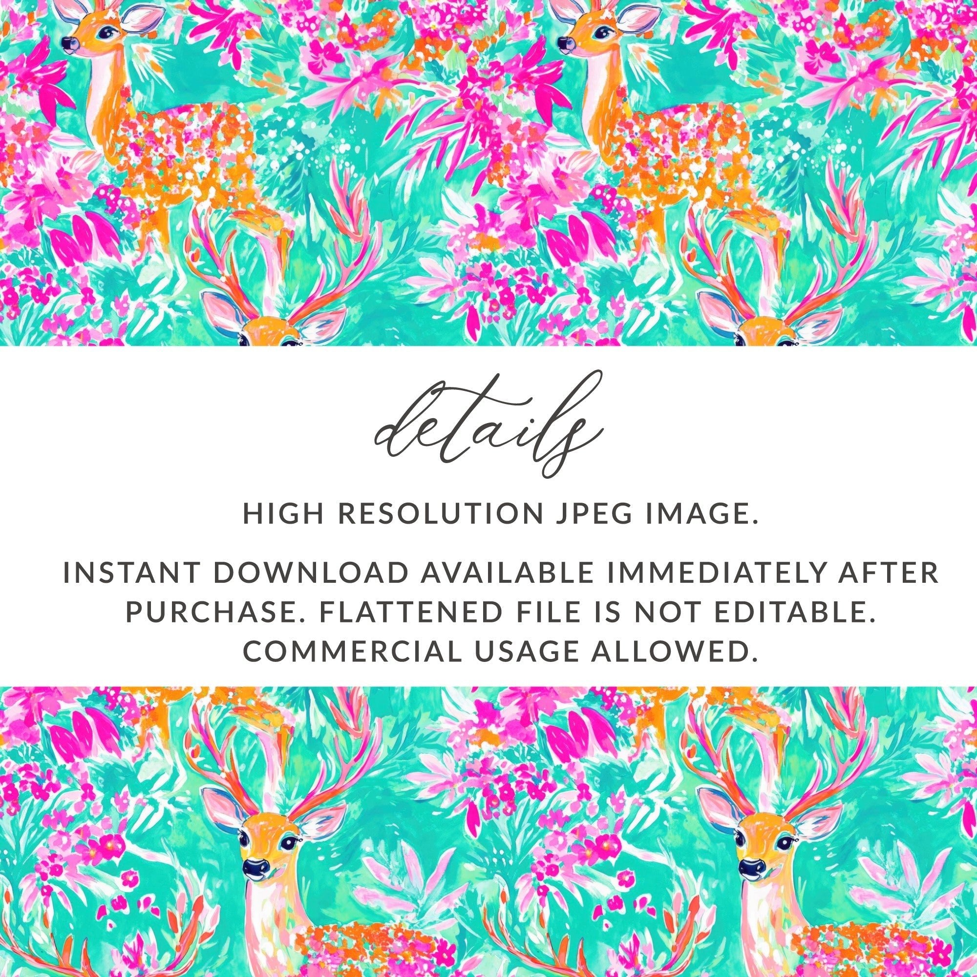 Preppy Winter Seamless Pattern Teal Deer Digital Paper For Commercial Use - Moore and Mountain