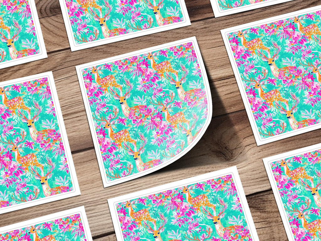 Preppy Winter Seamless Pattern Teal Deer Digital Paper For Commercial Use - Moore and Mountain