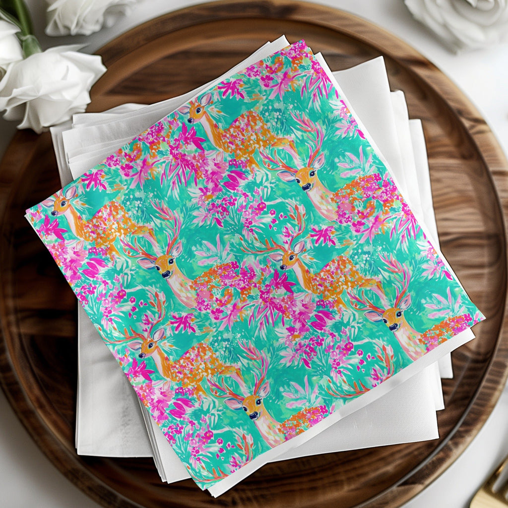 Preppy Winter Seamless Pattern Teal Deer Digital Paper For Commercial Use - Moore and Mountain