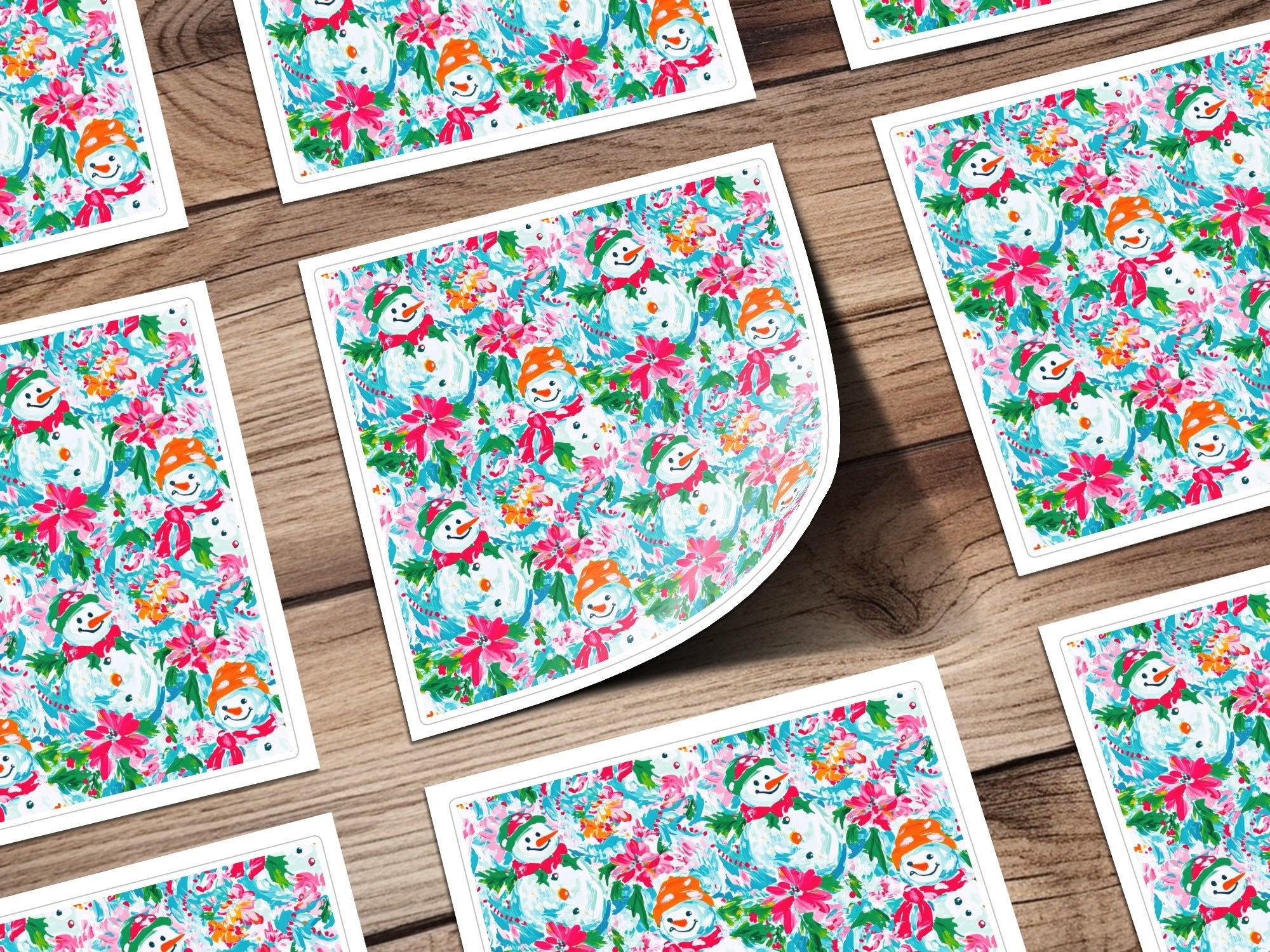 Preppy Xmas Seamless Pattern Festive Holiday Snowman Among Flowers Seasonal Pattern - Moore and Mountain