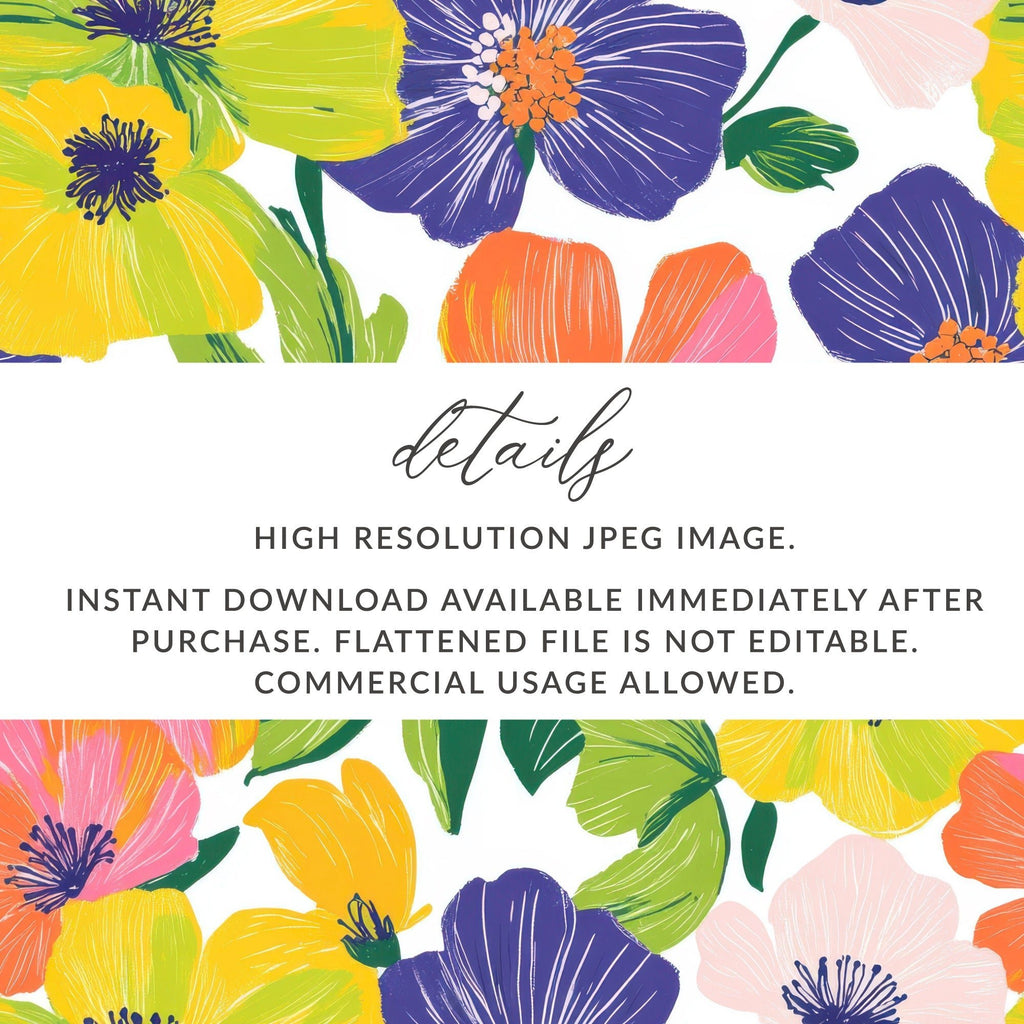 Preppy Yellow Floral Digital Paper, Groovy Floral Background, Seamless Retro Flowers, Fabric Design, Scrapbooking Paper, Printable Art - Moore and Mountain