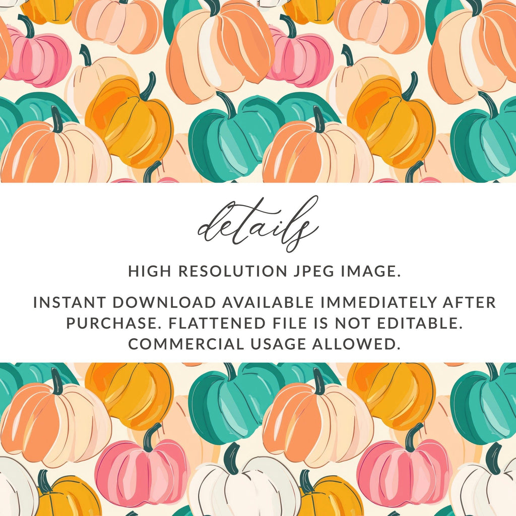 Pumpkin Digital Paper, Seamless Pattern, Fall Harvest Clipart, Autumn Theme, Pastel Pumpkins, Scrapbooking Paper, Fabric Design, Digital - Moore and Mountain