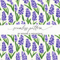 Purple Hyacinth Floral Pattern, Digital Seamless Pattern, Flower Digital Paper, Watercolor Flower Print, Fabric Design, Digital Download - Moore and Mountain