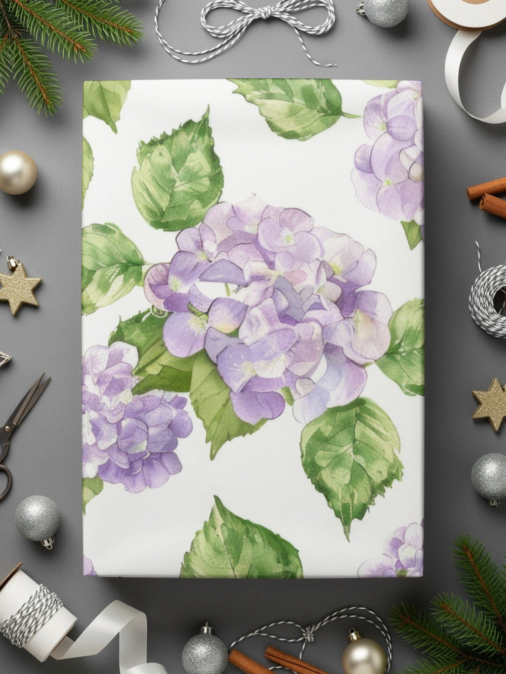 Purple Hydrangea Digital Paper, Seamless Floral Pattern, Watercolor Flowers, Scrapbook Paper, Fabric Print, Digital Download - Moore and Mountain